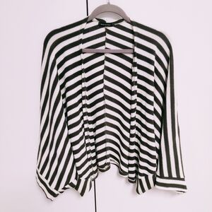 No Name Striped Open Front White Cream Olive Green Cardigan Made In Italy